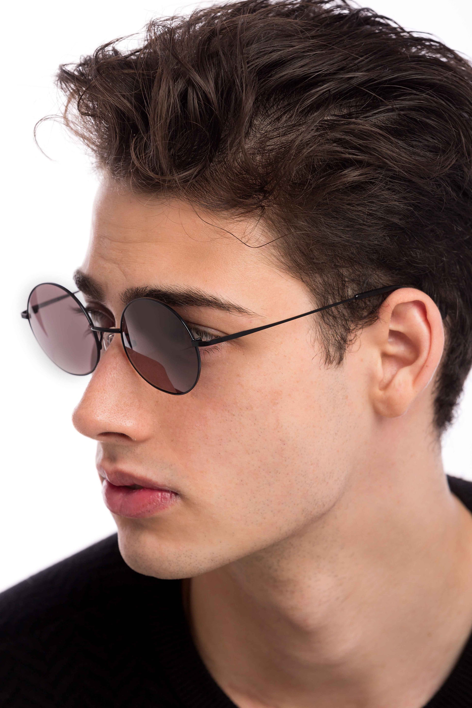 Man Wearing Lennon Sunglasses (Brown)